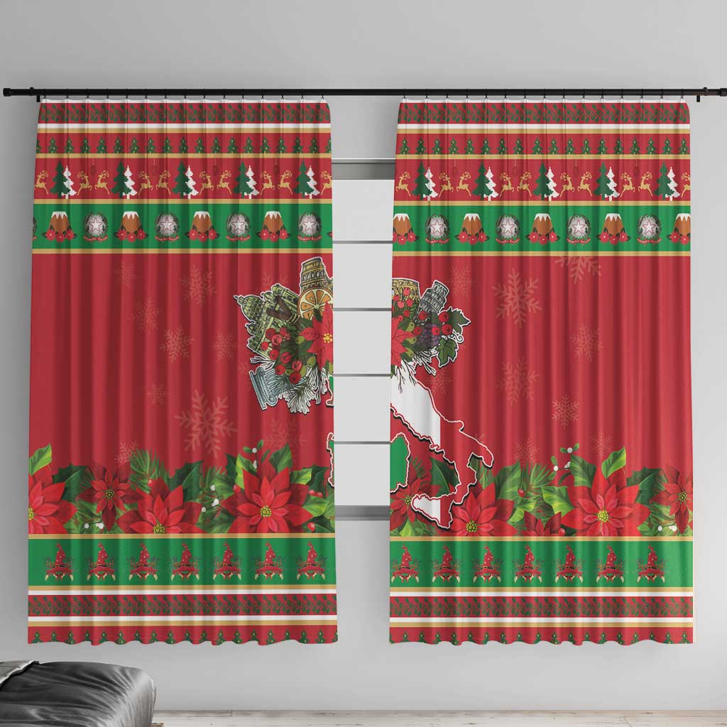 Italy Christmas Window Curtain Italian Map Poinsettia - Wonder Print Shop
