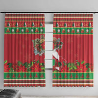 Italy Christmas Window Curtain Italian Map Poinsettia - Wonder Print Shop