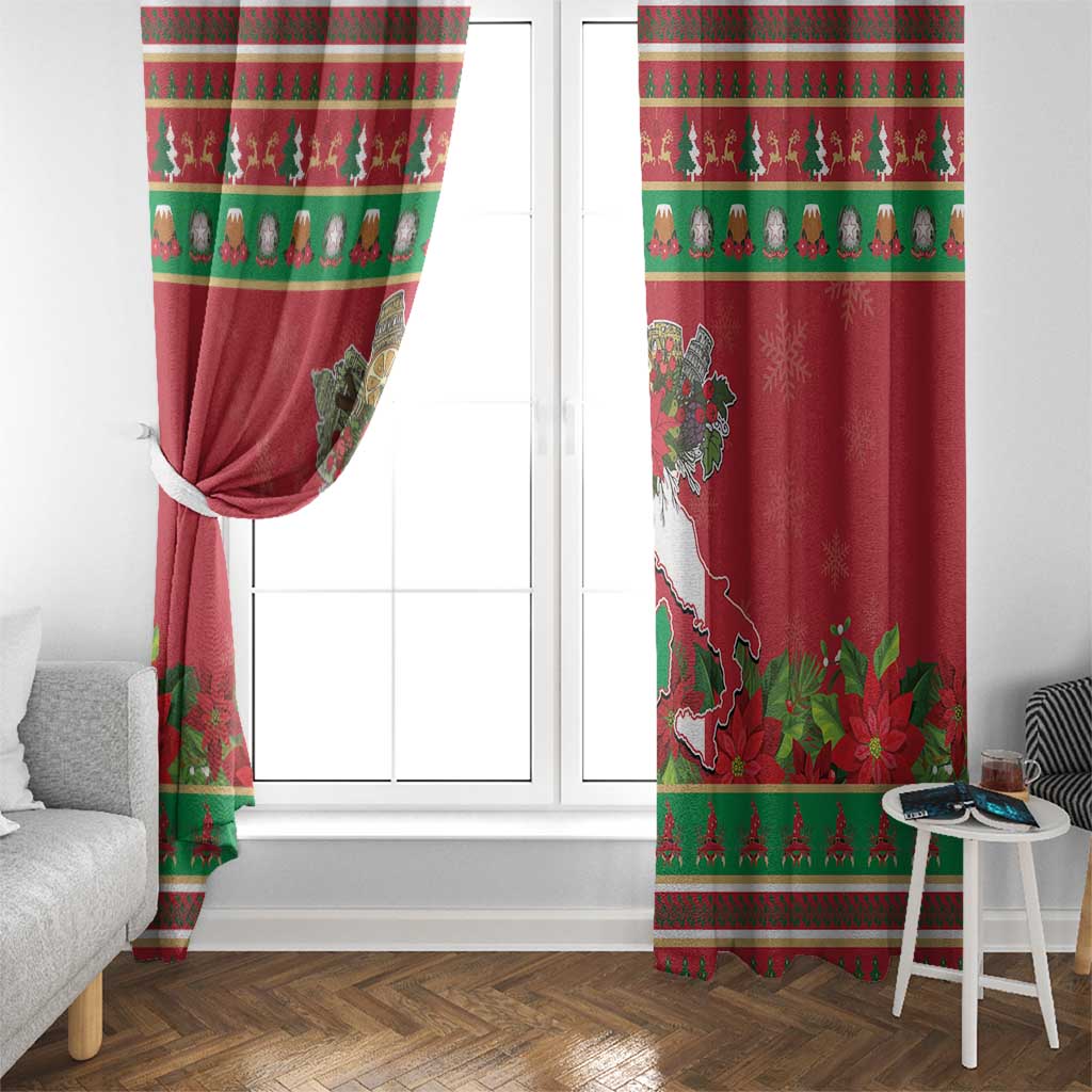 Italy Christmas Window Curtain Italian Map Poinsettia - Wonder Print Shop