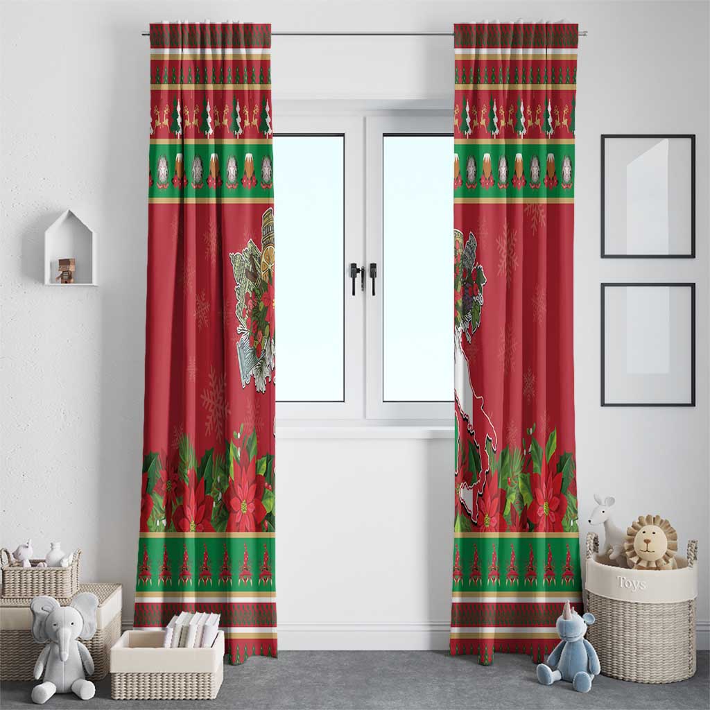 Italy Christmas Window Curtain Italian Map Poinsettia - Wonder Print Shop
