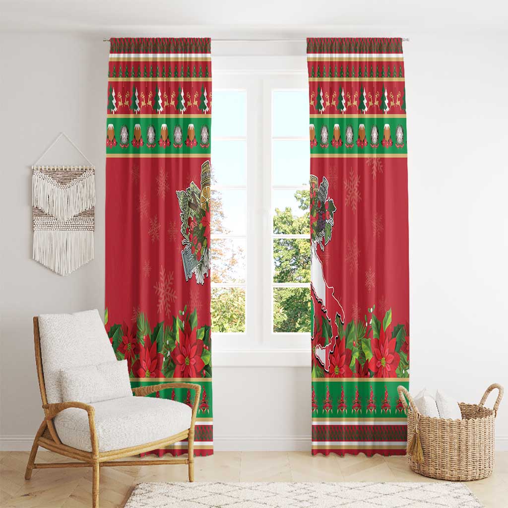 Italy Christmas Window Curtain Italian Map Poinsettia - Wonder Print Shop