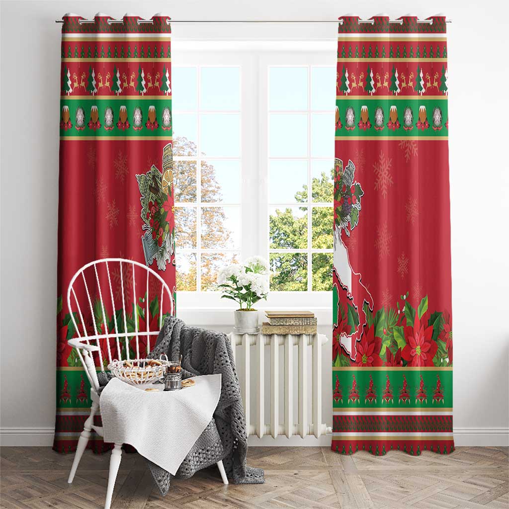 Italy Christmas Window Curtain Italian Map Poinsettia - Wonder Print Shop