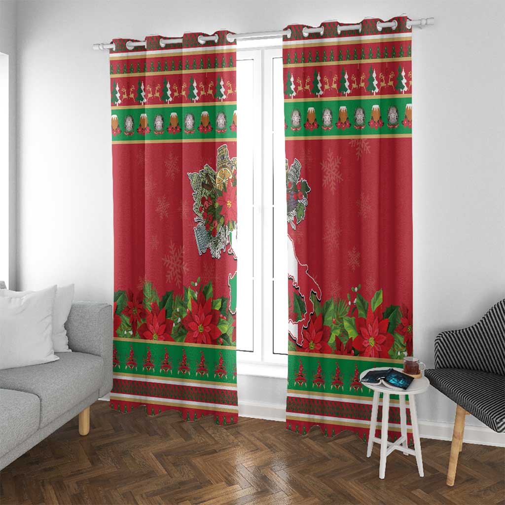 Italy Christmas Window Curtain Italian Map Poinsettia - Wonder Print Shop