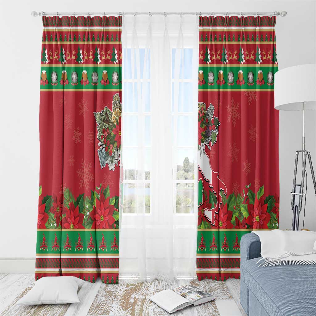 Italy Christmas Window Curtain Italian Map Poinsettia - Wonder Print Shop