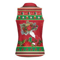 Italy Christmas Women Sleeveless Polo Shirt Italian Map Poinsettia - Wonder Print Shop