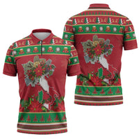 Italy Christmas Zipper Polo Shirt Italian Map Poinsettia - Wonder Print Shop
