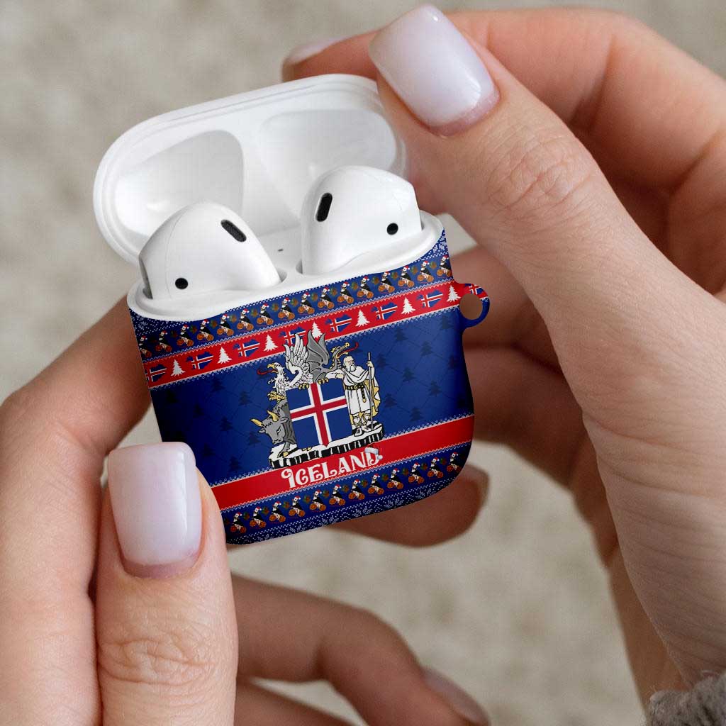 Iceland Christmas AirPods Case Coat Of Arms Christmas Pattern - Wonder Print Shop