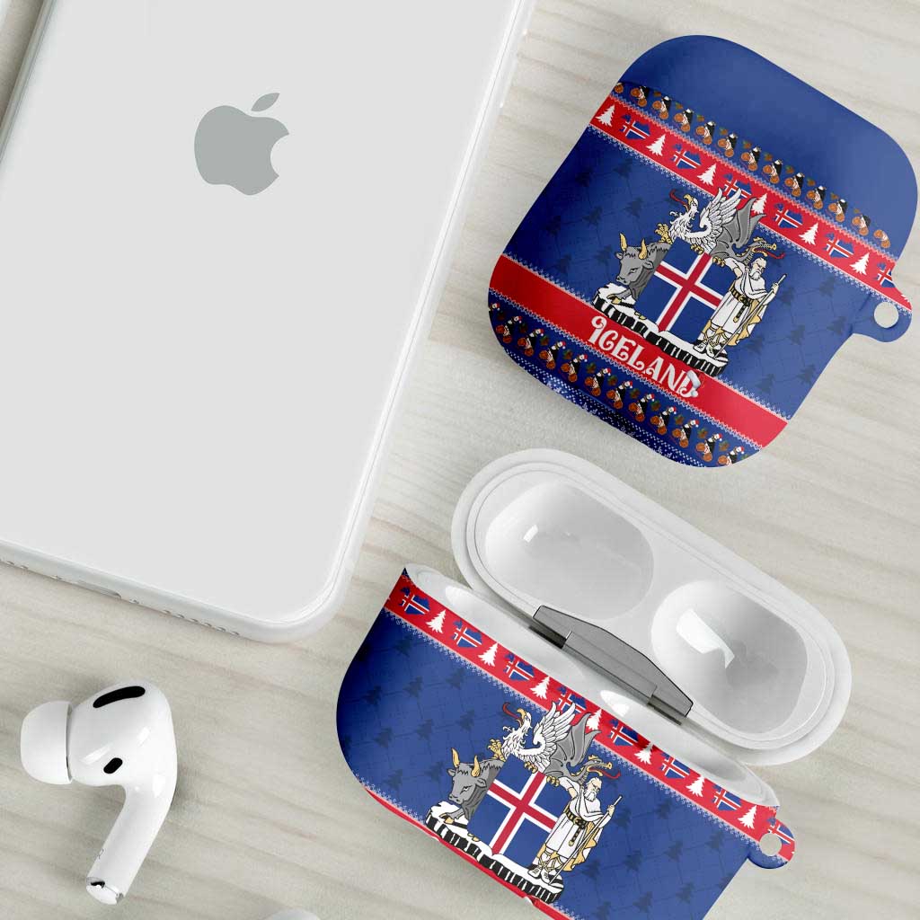 Iceland Christmas AirPods Case Coat Of Arms Christmas Pattern - Wonder Print Shop