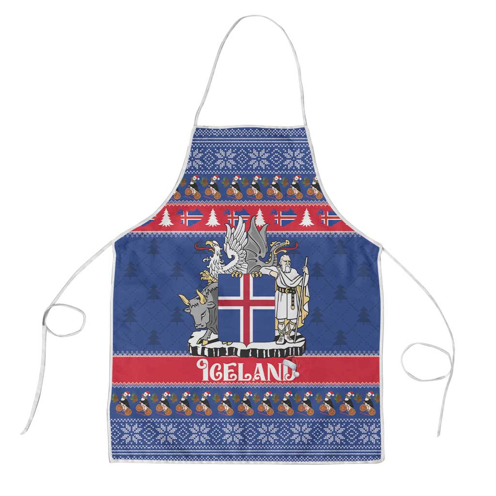 Iceland Christmas Apron Coat Of Arms Christmas Pattern - Wonder Print Shop
