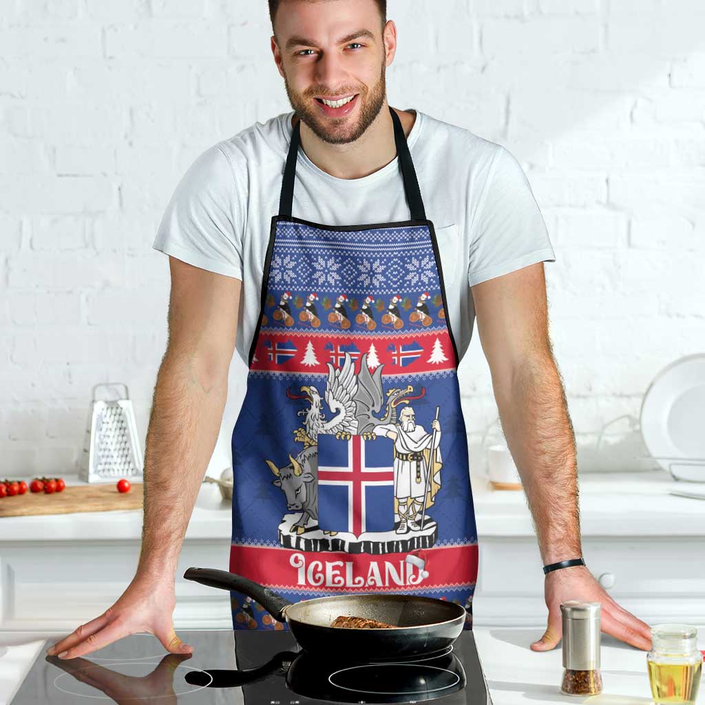 Iceland Christmas Apron Coat Of Arms Christmas Pattern - Wonder Print Shop