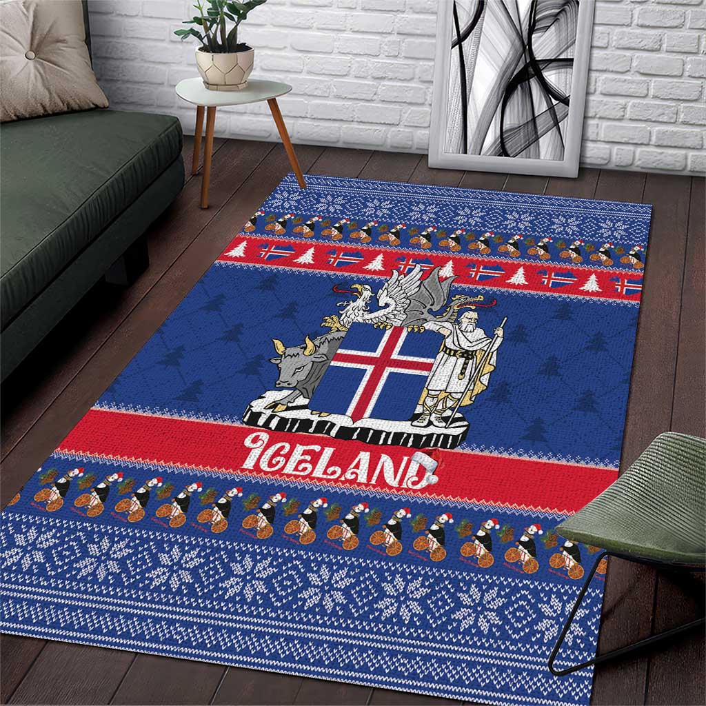Iceland Christmas Area Rug Coat Of Arms Christmas Pattern - Wonder Print Shop