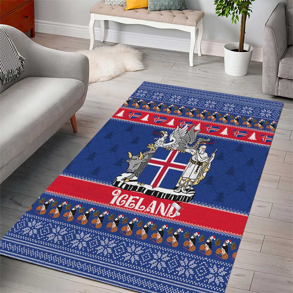 Iceland Christmas Area Rug Coat Of Arms Christmas Pattern - Wonder Print Shop