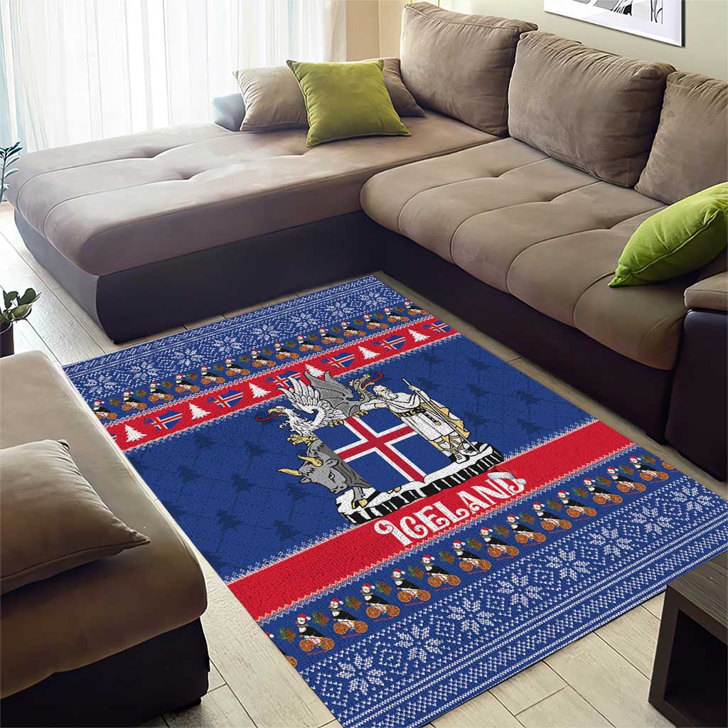Iceland Christmas Area Rug Coat Of Arms Christmas Pattern - Wonder Print Shop