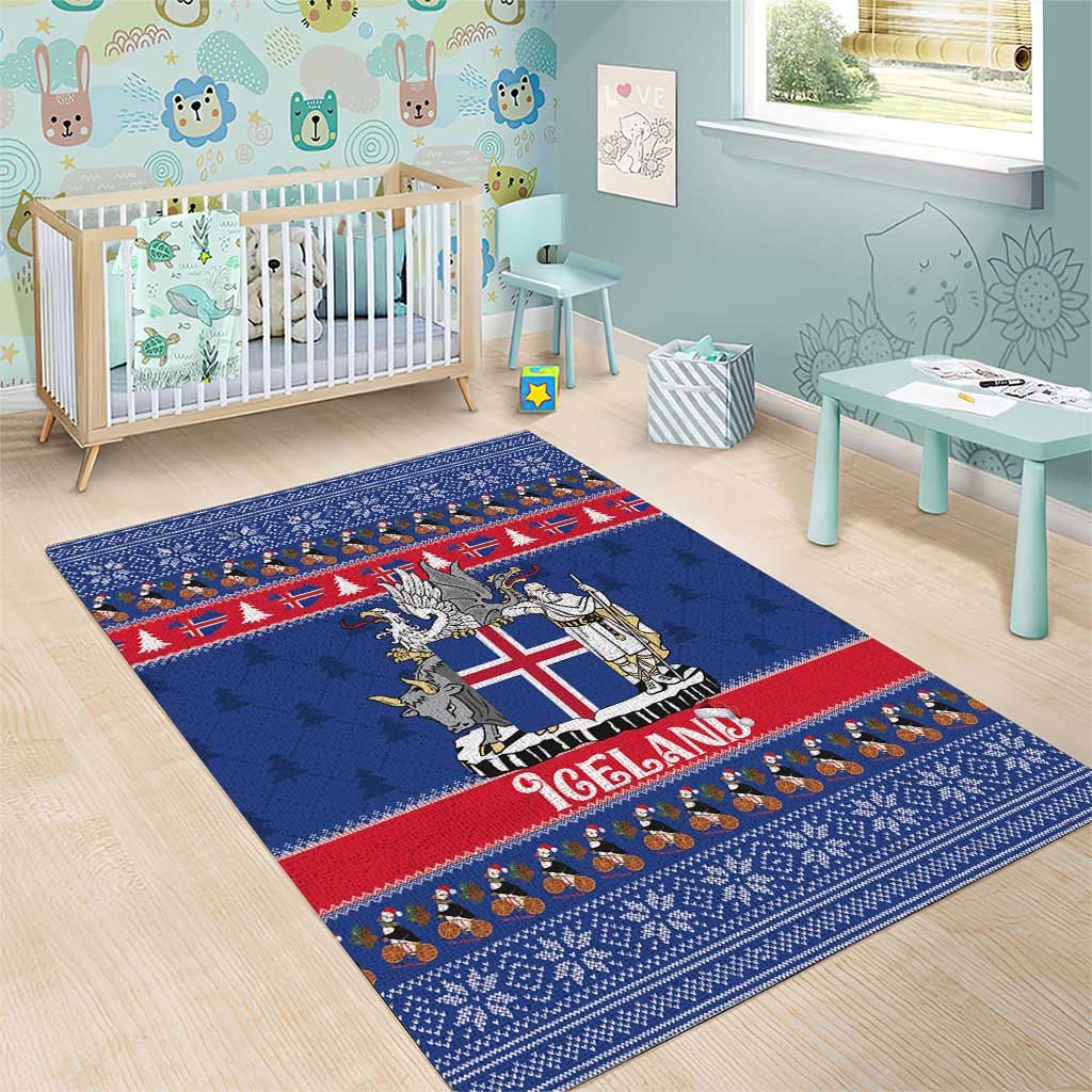 Iceland Christmas Area Rug Coat Of Arms Christmas Pattern - Wonder Print Shop