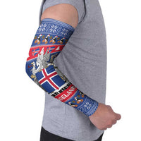 Iceland Christmas Arm Sleeves Coat Of Arms Christmas Pattern - Wonder Print Shop