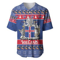 Iceland Christmas Baseball Jersey Coat Of Arms Christmas Pattern - Wonder Print Shop