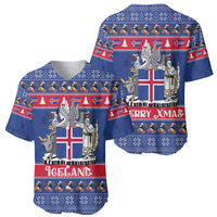 Iceland Christmas Baseball Jersey Coat Of Arms Christmas Pattern - Wonder Print Shop