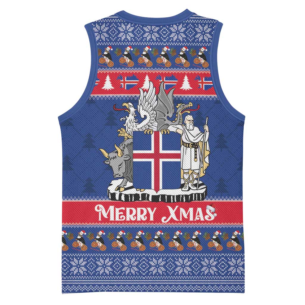 Iceland Christmas Basketball Jersey Coat Of Arms Christmas Pattern - Wonder Print Shop
