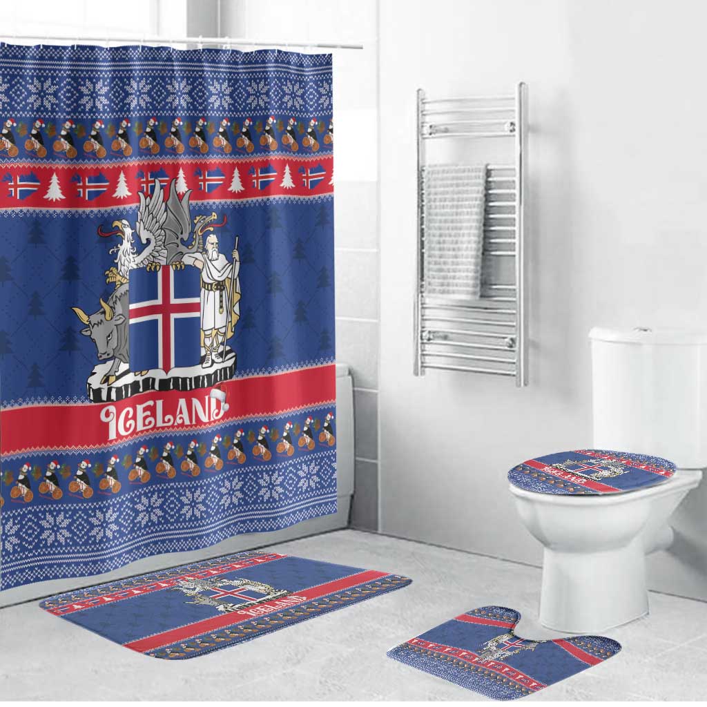 Iceland Christmas Bathroom Set Coat Of Arms Christmas Pattern - Wonder Print Shop