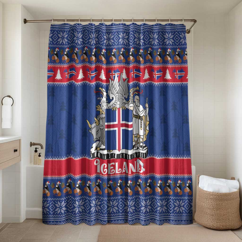 Iceland Christmas Bathroom Set Coat Of Arms Christmas Pattern - Wonder Print Shop
