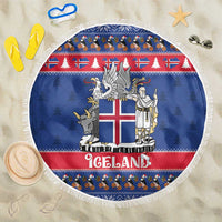 Iceland Christmas Beach Blanket Coat Of Arms Christmas Pattern - Wonder Print Shop