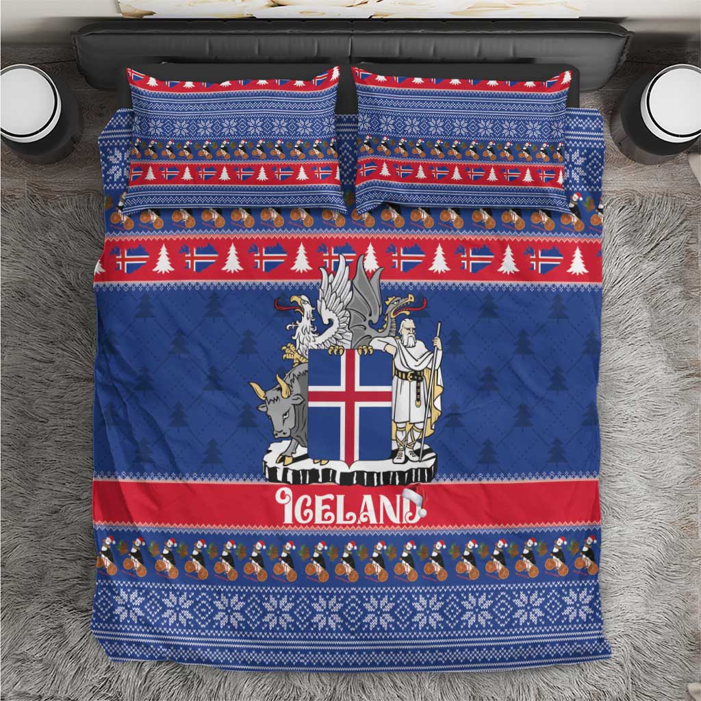 Iceland Christmas Bedding Set Coat Of Arms Christmas Pattern - Wonder Print Shop