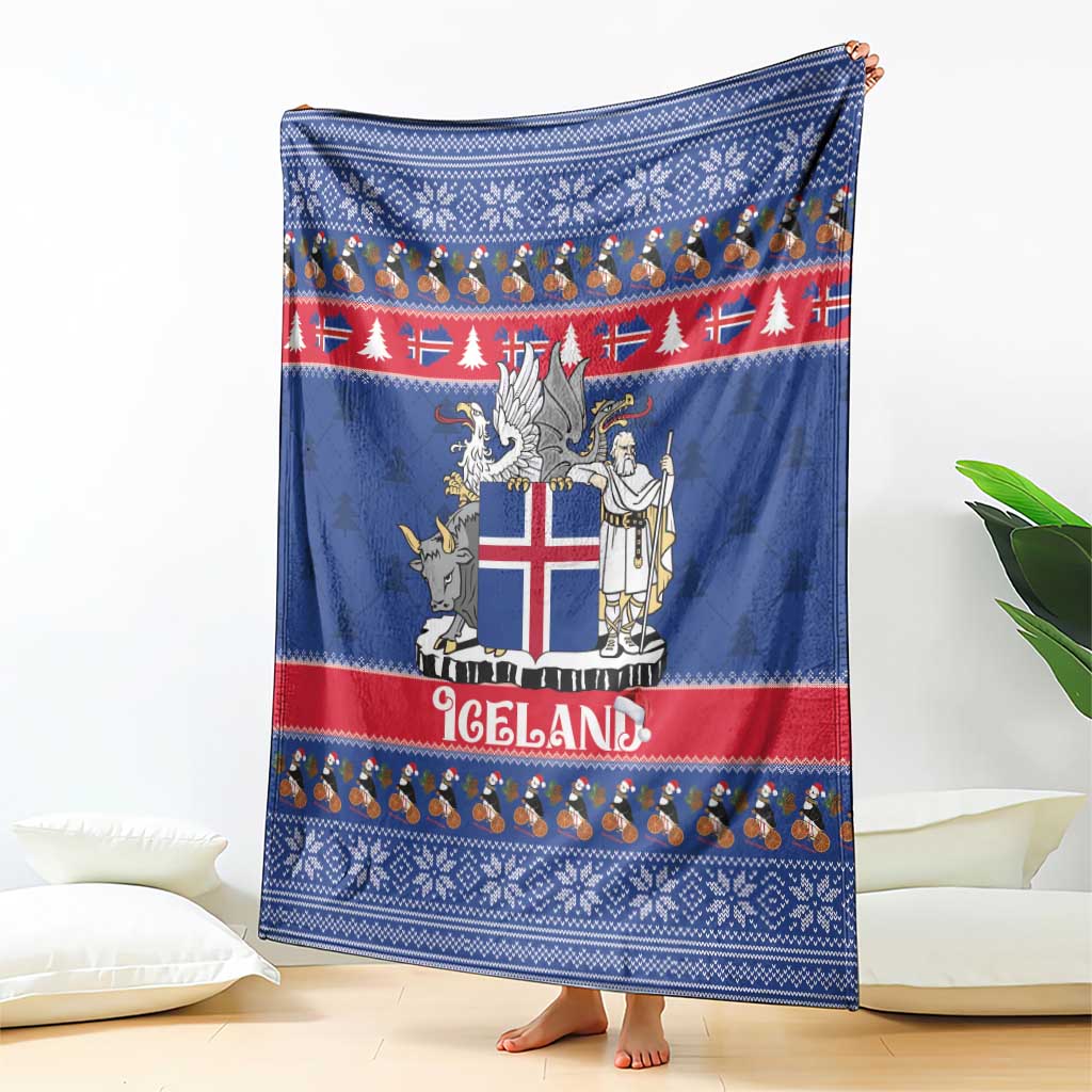 Iceland Christmas Blanket Coat Of Arms Christmas Pattern - Wonder Print Shop