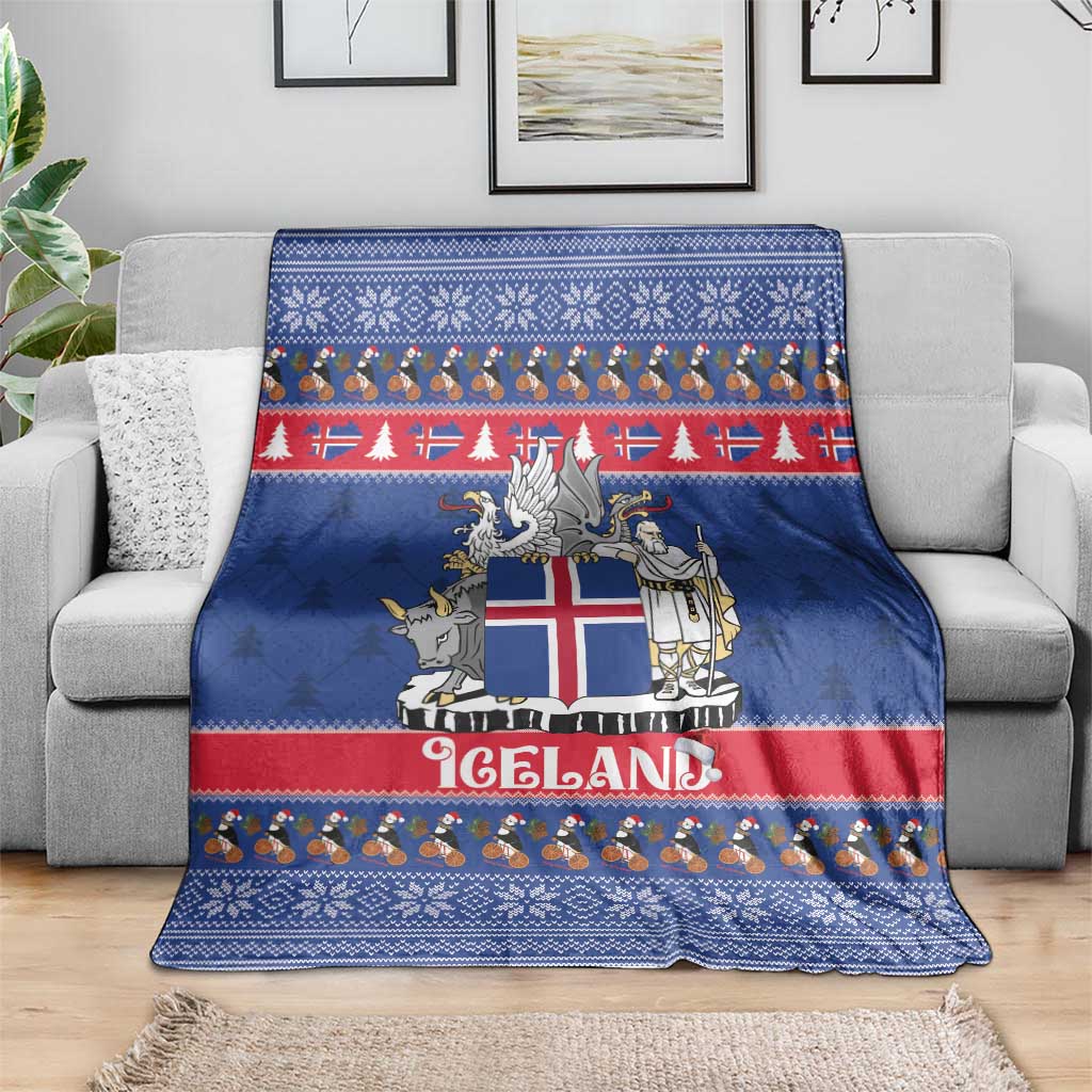 Iceland Christmas Blanket Coat Of Arms Christmas Pattern - Wonder Print Shop