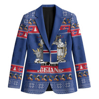 Iceland Christmas Blazer Coat Of Arms Christmas Pattern - Wonder Print Shop