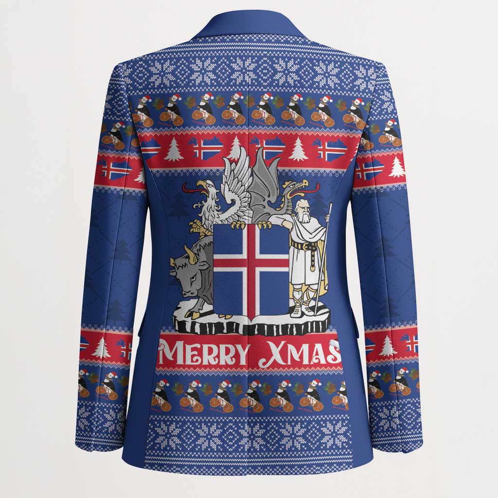 Iceland Christmas Blazer Coat Of Arms Christmas Pattern - Wonder Print Shop