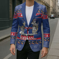 Iceland Christmas Blazer Coat Of Arms Christmas Pattern - Wonder Print Shop