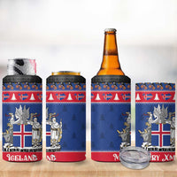 Iceland Christmas 4 in 1 Can Cooler Tumbler Coat Of Arms Christmas Pattern - Wonder Print Shop