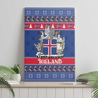 Iceland Christmas Canvas Wall Art Coat Of Arms Christmas Pattern - Wonder Print Shop