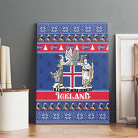Iceland Christmas Canvas Wall Art Coat Of Arms Christmas Pattern - Wonder Print Shop