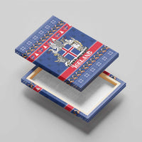 Iceland Christmas Canvas Wall Art Coat Of Arms Christmas Pattern - Wonder Print Shop