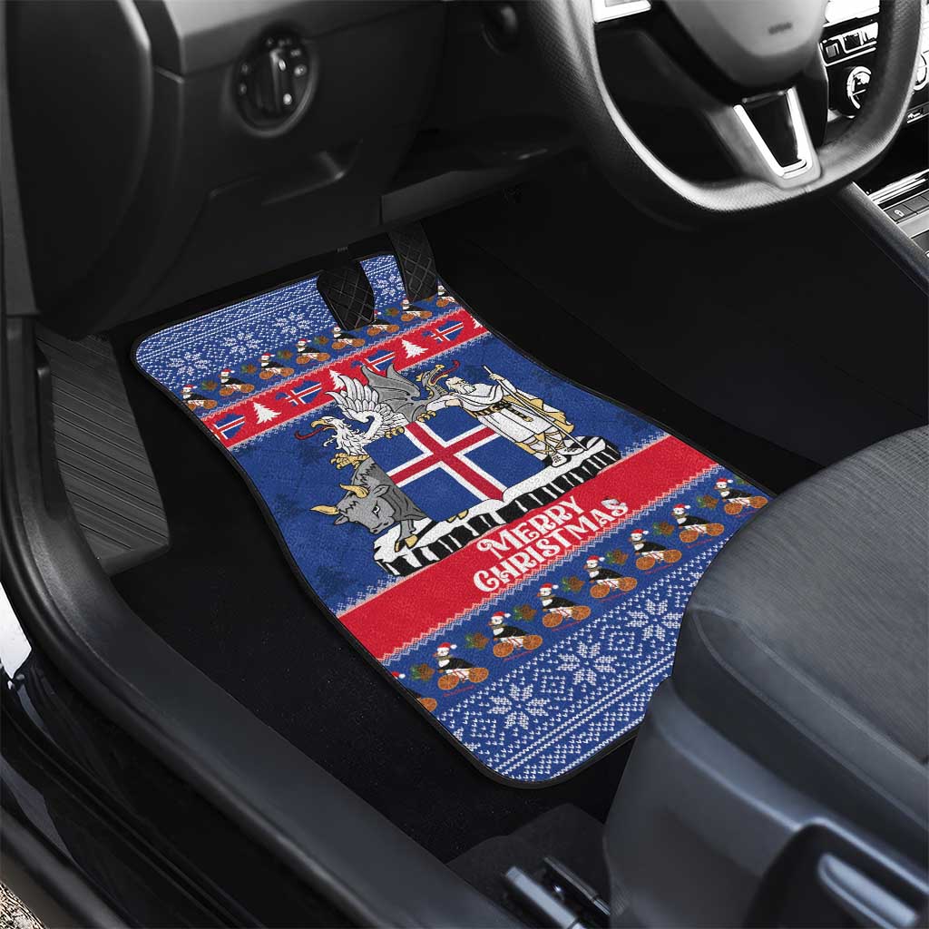 Iceland Christmas Car Mats Coat Of Arms Christmas Pattern - Wonder Print Shop