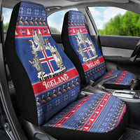 Iceland Christmas Car Seat Cover Coat Of Arms Christmas Pattern - Wonder Print Shop