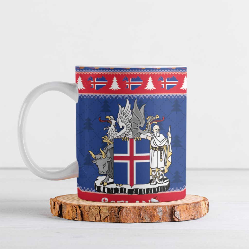 Iceland Christmas Ceramic Mug Coat Of Arms Christmas Pattern - Wonder Print Shop