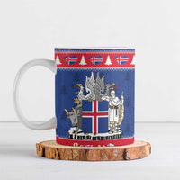 Iceland Christmas Ceramic Mug Coat Of Arms Christmas Pattern - Wonder Print Shop