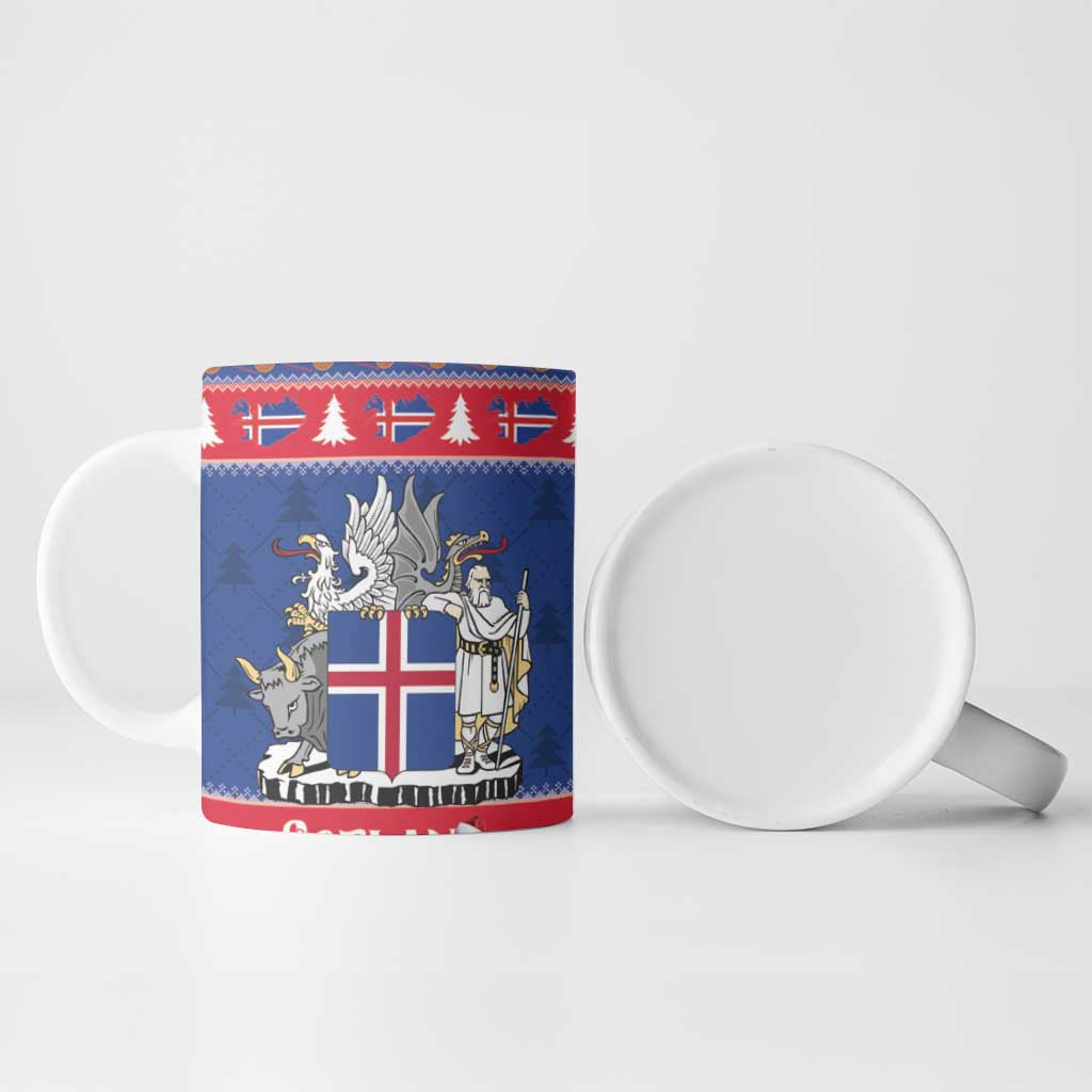 Iceland Christmas Ceramic Mug Coat Of Arms Christmas Pattern - Wonder Print Shop