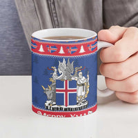 Iceland Christmas Ceramic Mug Coat Of Arms Christmas Pattern - Wonder Print Shop