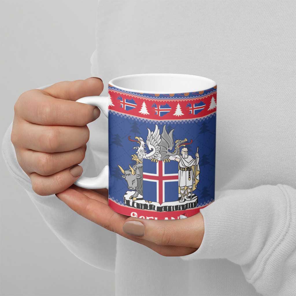 Iceland Christmas Ceramic Mug Coat Of Arms Christmas Pattern - Wonder Print Shop