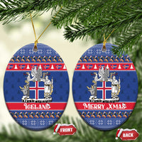 Iceland Christmas Ceramic Ornament Coat Of Arms Christmas Pattern - Wonder Print Shop
