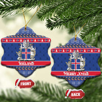 Iceland Christmas Ceramic Ornament Coat Of Arms Christmas Pattern - Wonder Print Shop