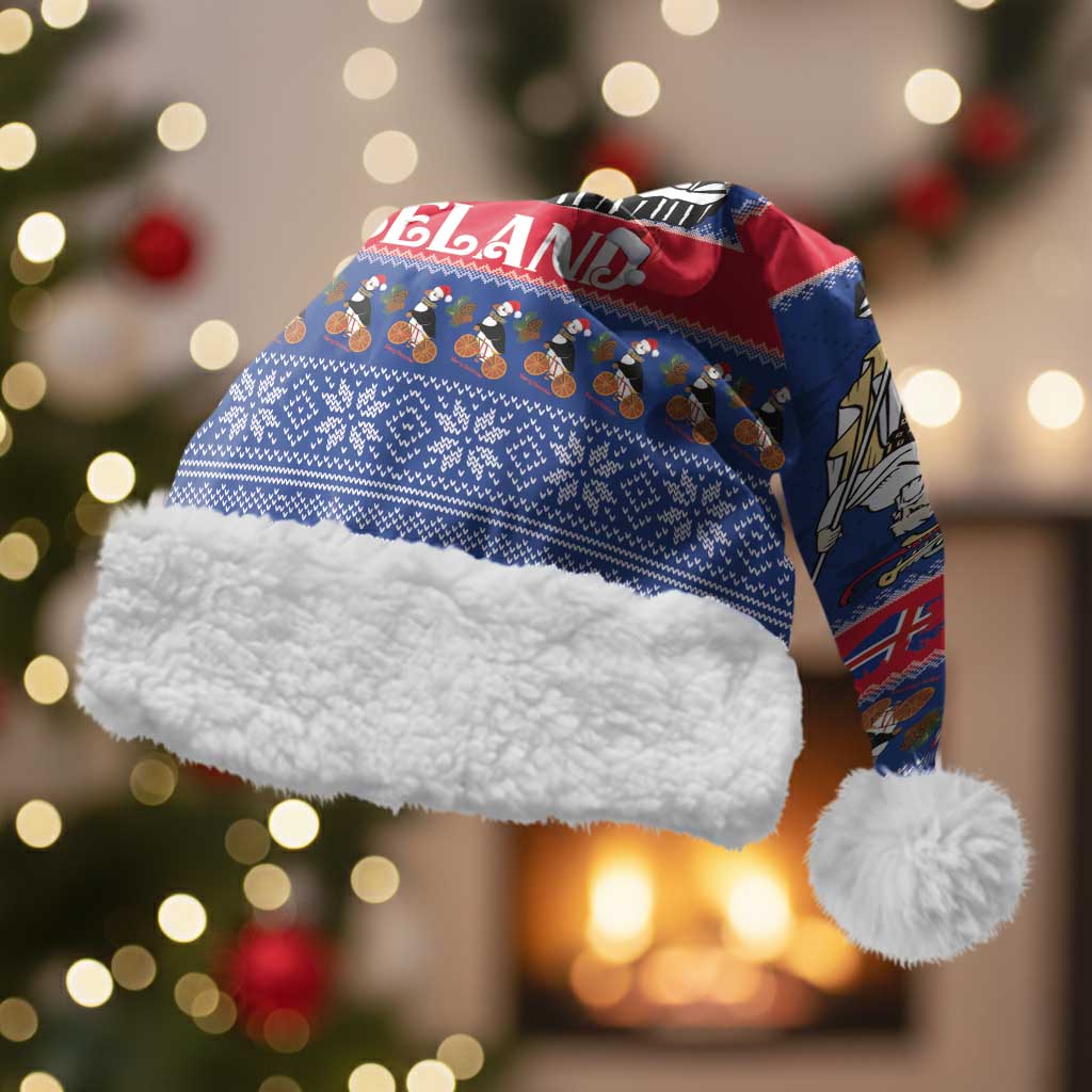 Iceland Christmas Santa Hat Coat Of Arms Christmas Pattern - Wonder Print Shop