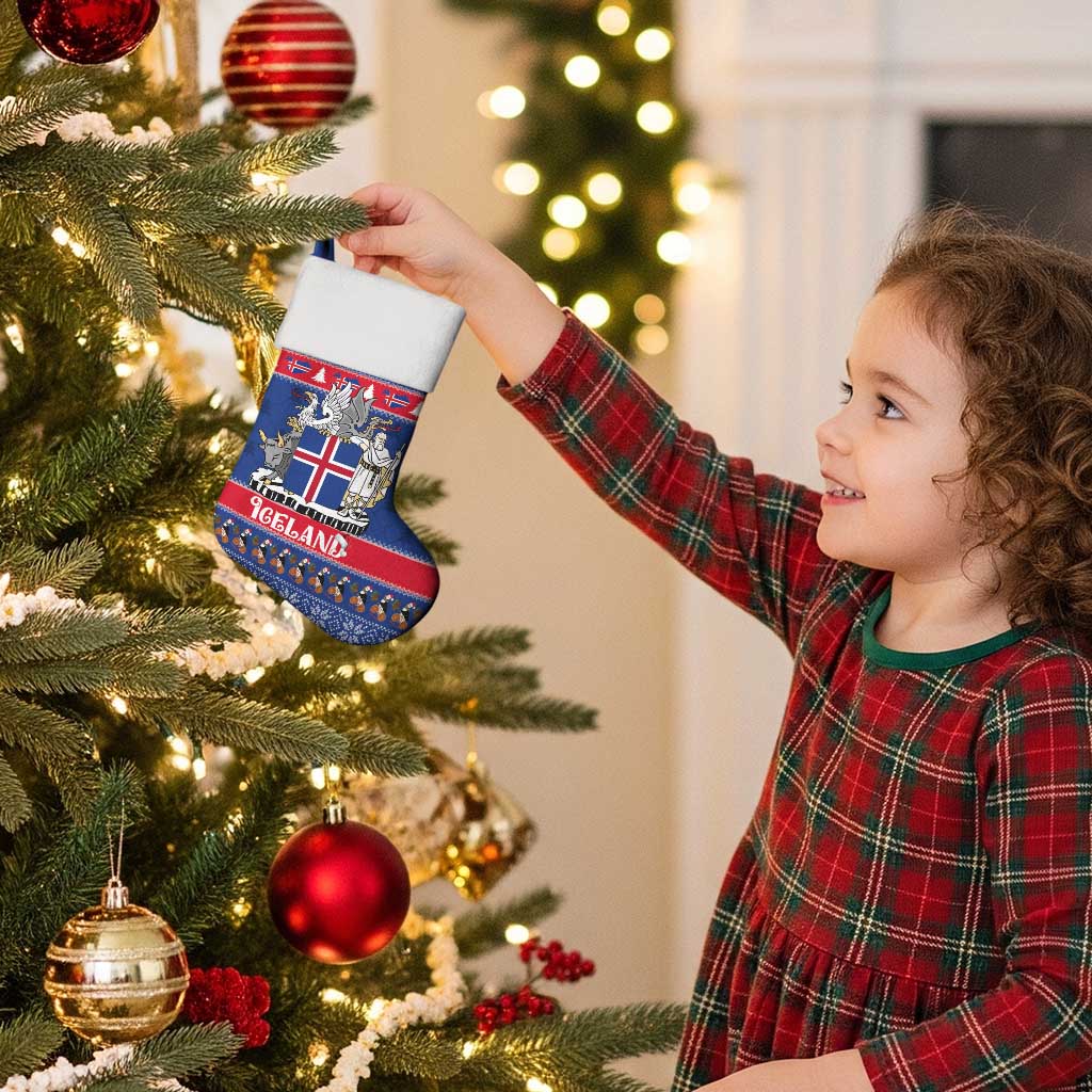 Iceland Christmas Stocking Coat Of Arms Christmas Pattern - Wonder Print Shop