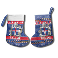 Iceland Christmas Stocking Coat Of Arms Christmas Pattern - Wonder Print Shop