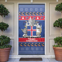 Iceland Christmas Door Cover Coat Of Arms Christmas Pattern - Wonder Print Shop