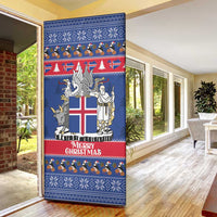 Iceland Christmas Door Cover Coat Of Arms Christmas Pattern - Wonder Print Shop