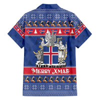 Iceland Christmas Family Matching Long Sleeve Bodycon Dress and Hawaiian Shirt Coat Of Arms Christmas Pattern - Wonder Print Shop
